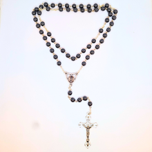 Load image into Gallery viewer, Genuine Hematite Stone Rosary with Heart Centerpiece