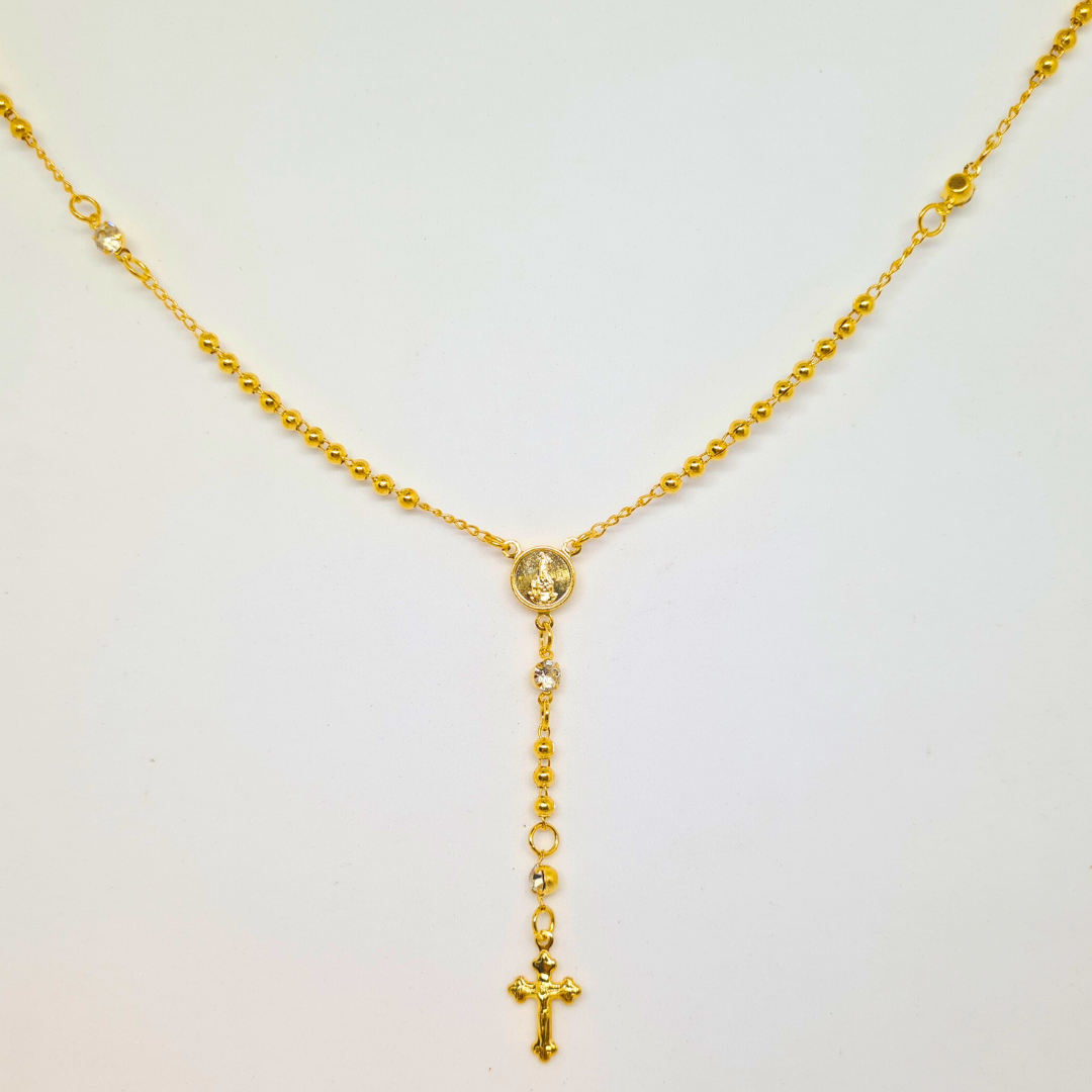 Gold Veneer Rosary Necklace
