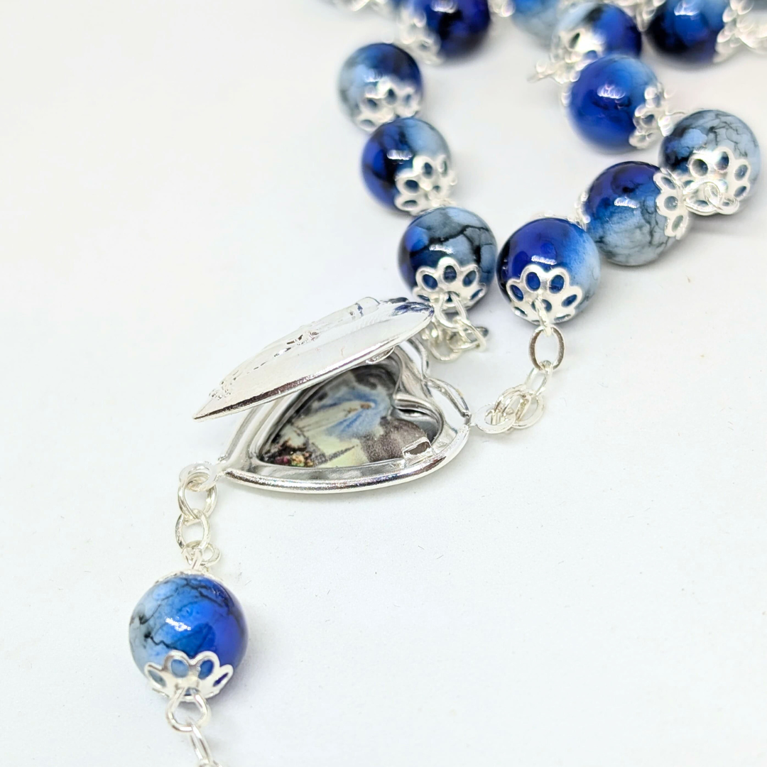 Our Lady Heart Blue Rosary