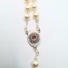 Load image into Gallery viewer, Pearl Rosary with Apparitions of Our Lady of Fatima Medals and Terra of Fatima