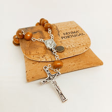Load image into Gallery viewer, Wood Decade Rosary with Cork Pouch