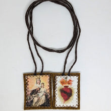 Load image into Gallery viewer, Our Lady of Mount Carmel Scapular & Sacred Heart of Jesus and Mary - 100% Portuguese Wool