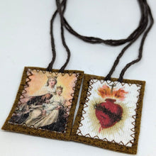 Load image into Gallery viewer, Our Lady of Mount Carmel Scapular & Sacred Heart of Jesus and Mary - 100% Portuguese Wool