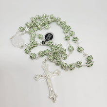Load image into Gallery viewer, Premium Silver Medal of Fatima Rosary - Green