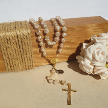 Load image into Gallery viewer, Apparitions Centennial Cream &amp; Gold Murano Rosary
