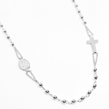 Load image into Gallery viewer, 925 Silver Rosary Necklace with Fatima Medal

