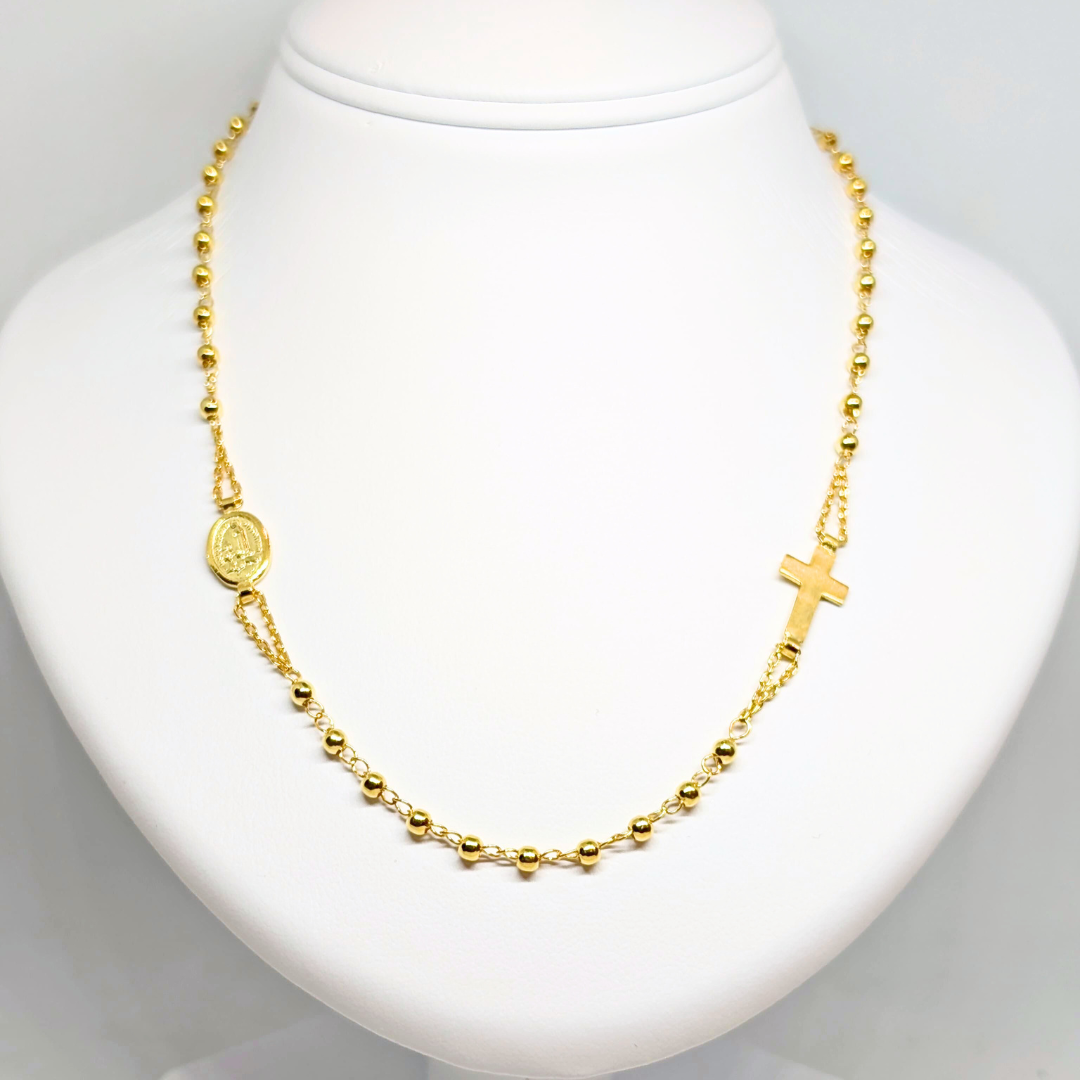 925 Silver Rosary Necklace with Fatima Medal