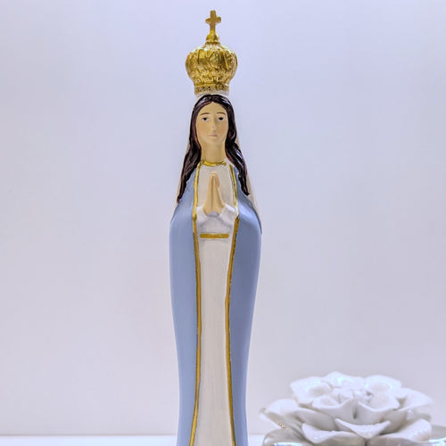 Blue Our Lady of Fatima Statue with Golden Crown [7.9'' | 20cm]