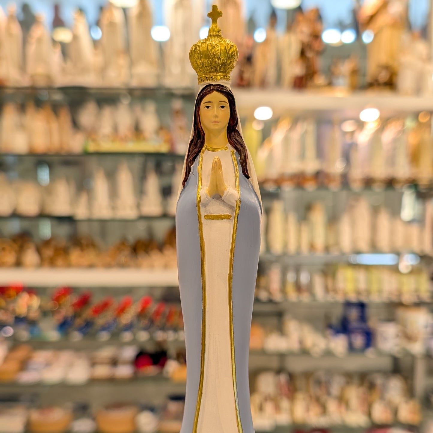 Blue Our Lady of Fatima Statue with Golden Crown [7.9'' | 20cm]