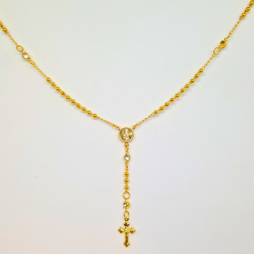Gold Veneer Rosary Necklace