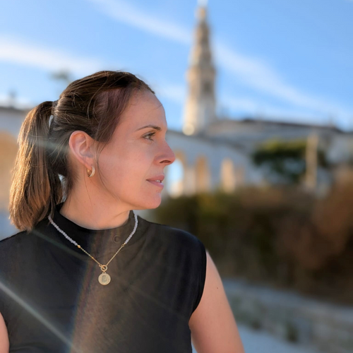 Natural Stone Chain Necklace with Fatima Medal