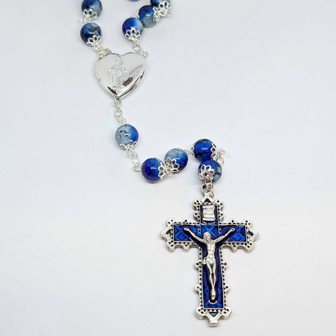 Our Lady Heart Blue Rosary