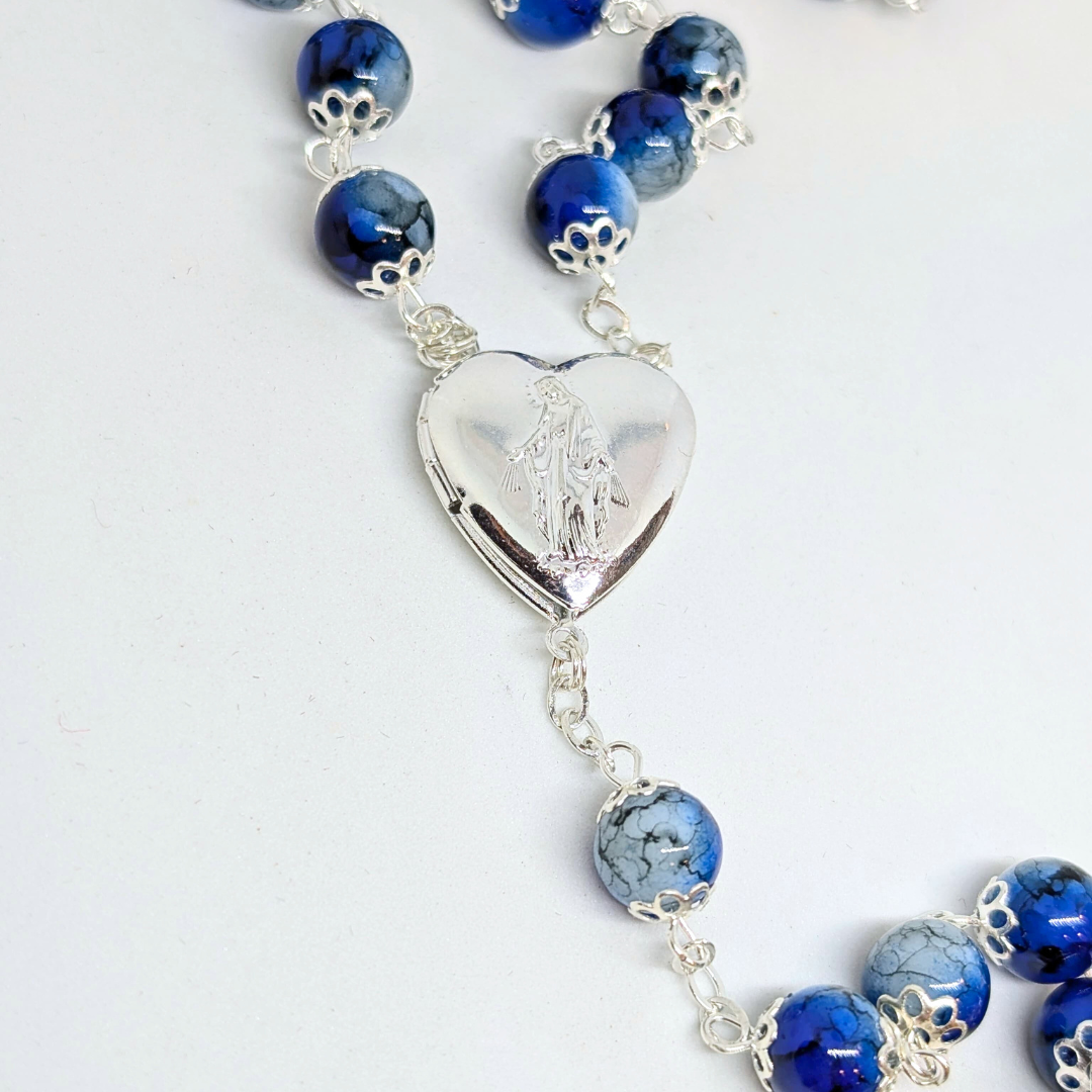 Our Lady Heart Blue Rosary