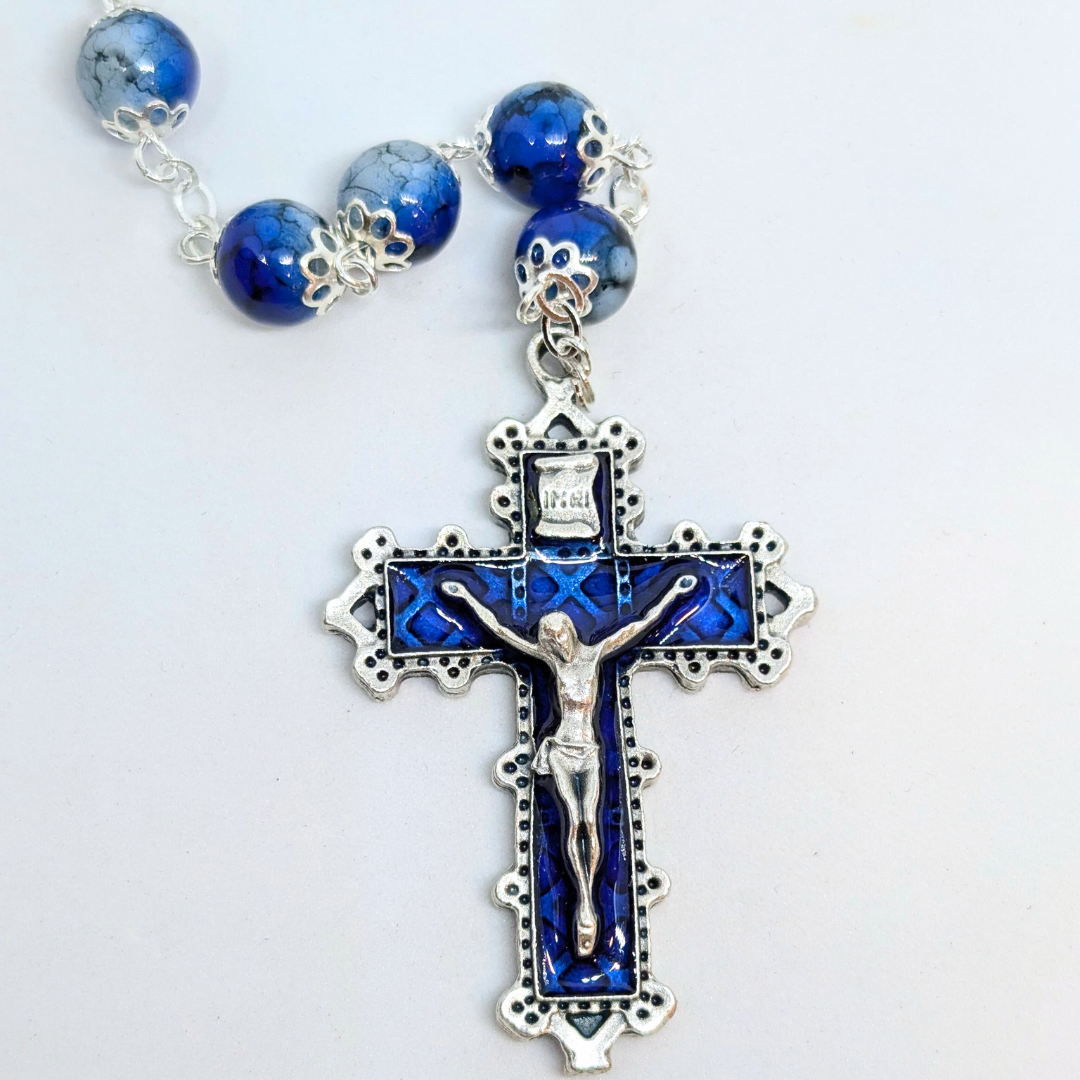 Our Lady Heart Blue Rosary