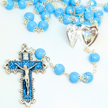 Load image into Gallery viewer, Our Lady Heart Light Blue Rosary
