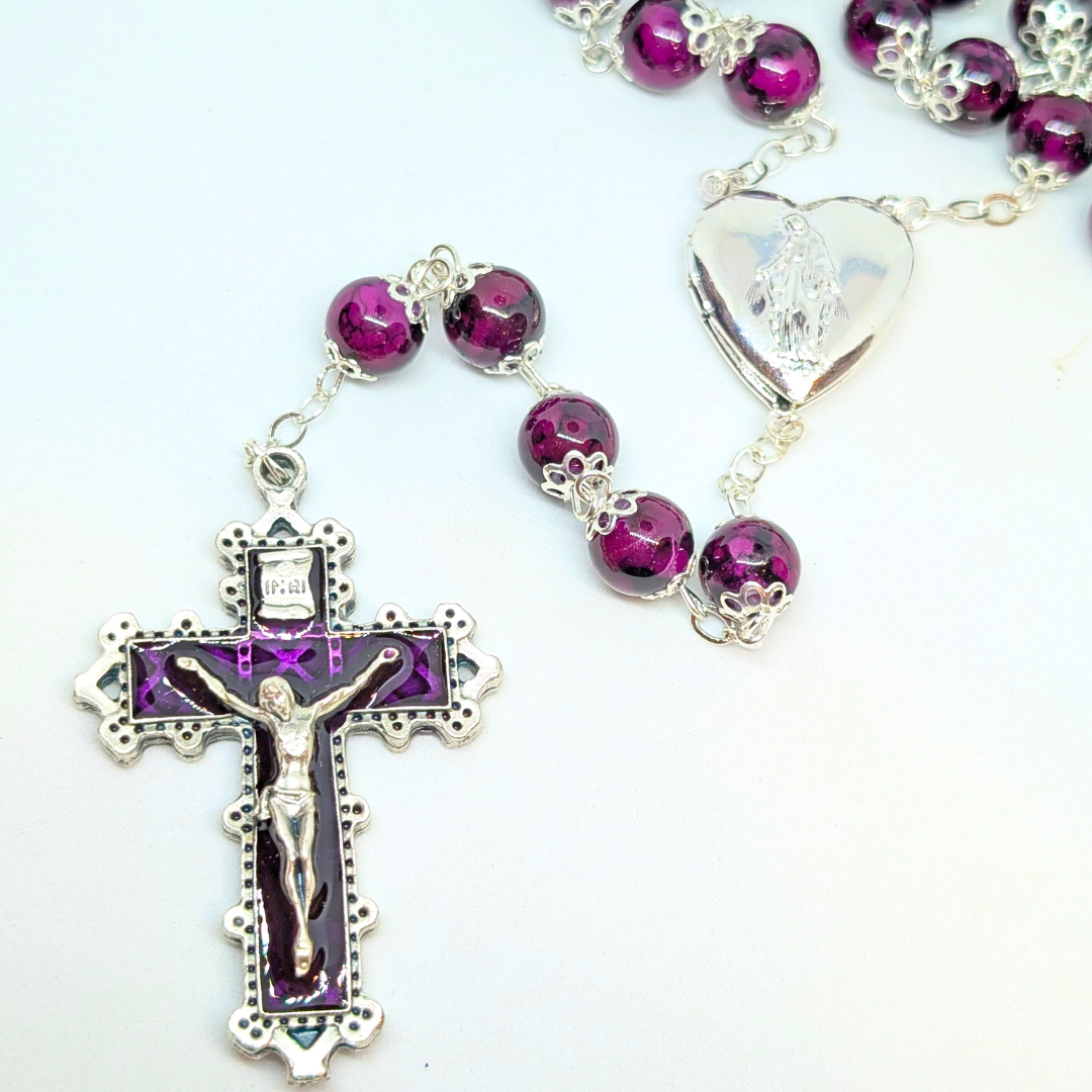 Our Lady Heart Purple Rosary