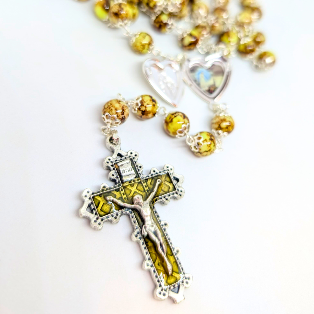 Our Lady Heart Yellow Rosary