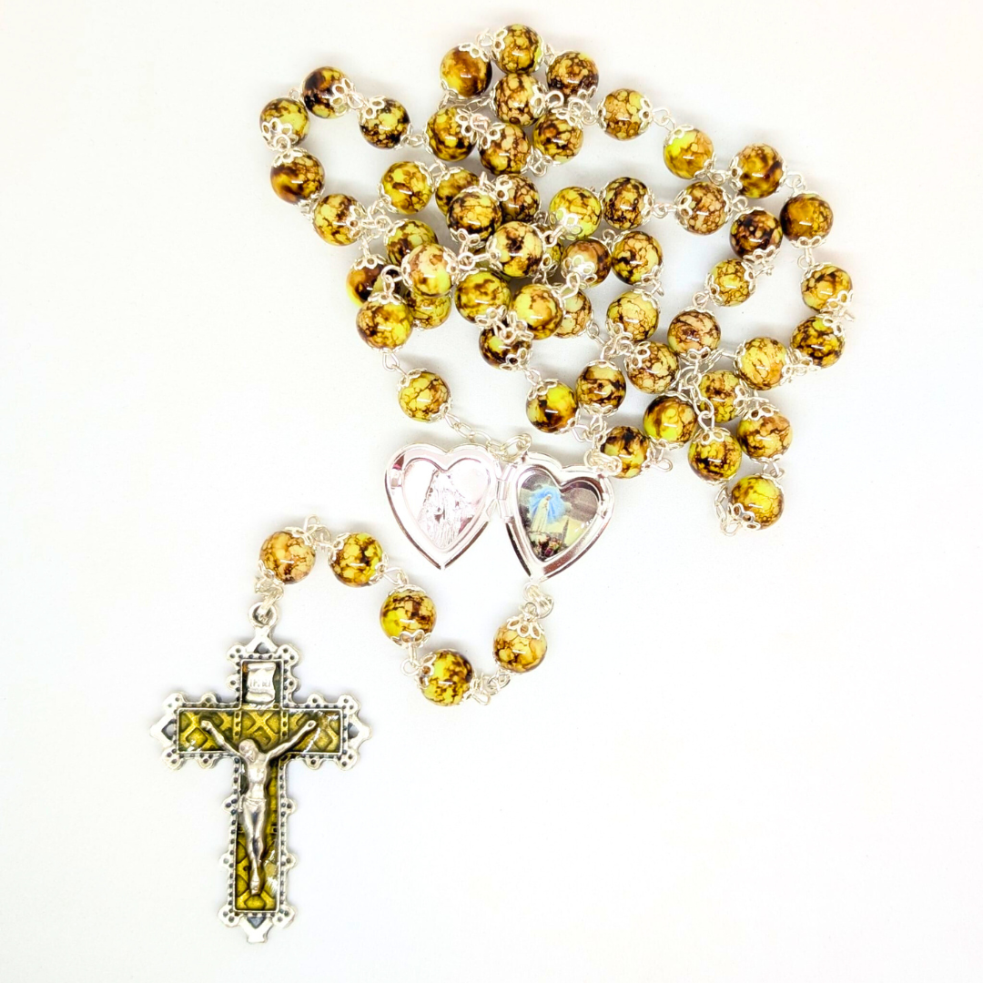 Our Lady Heart Yellow Rosary