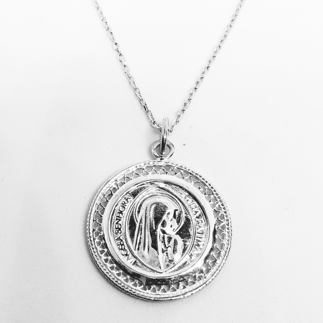 Our Lady of Fatima Filigree Necklace [925 Silver]