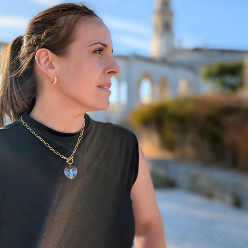 Our Lady of Fatima Heart Medalion Necklace [Stainless Steel]