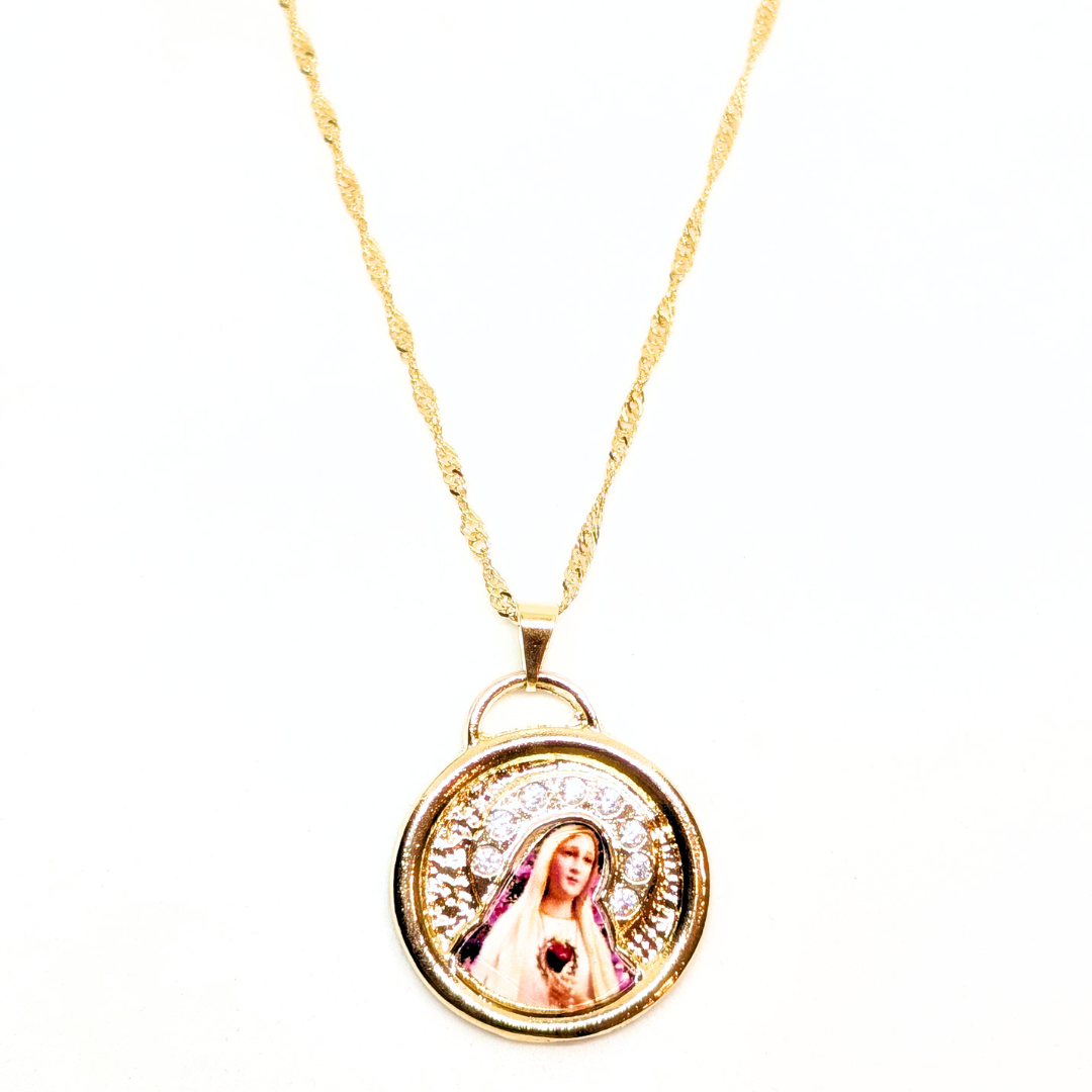 Our Lady of Fatima Necklace - Zirconia