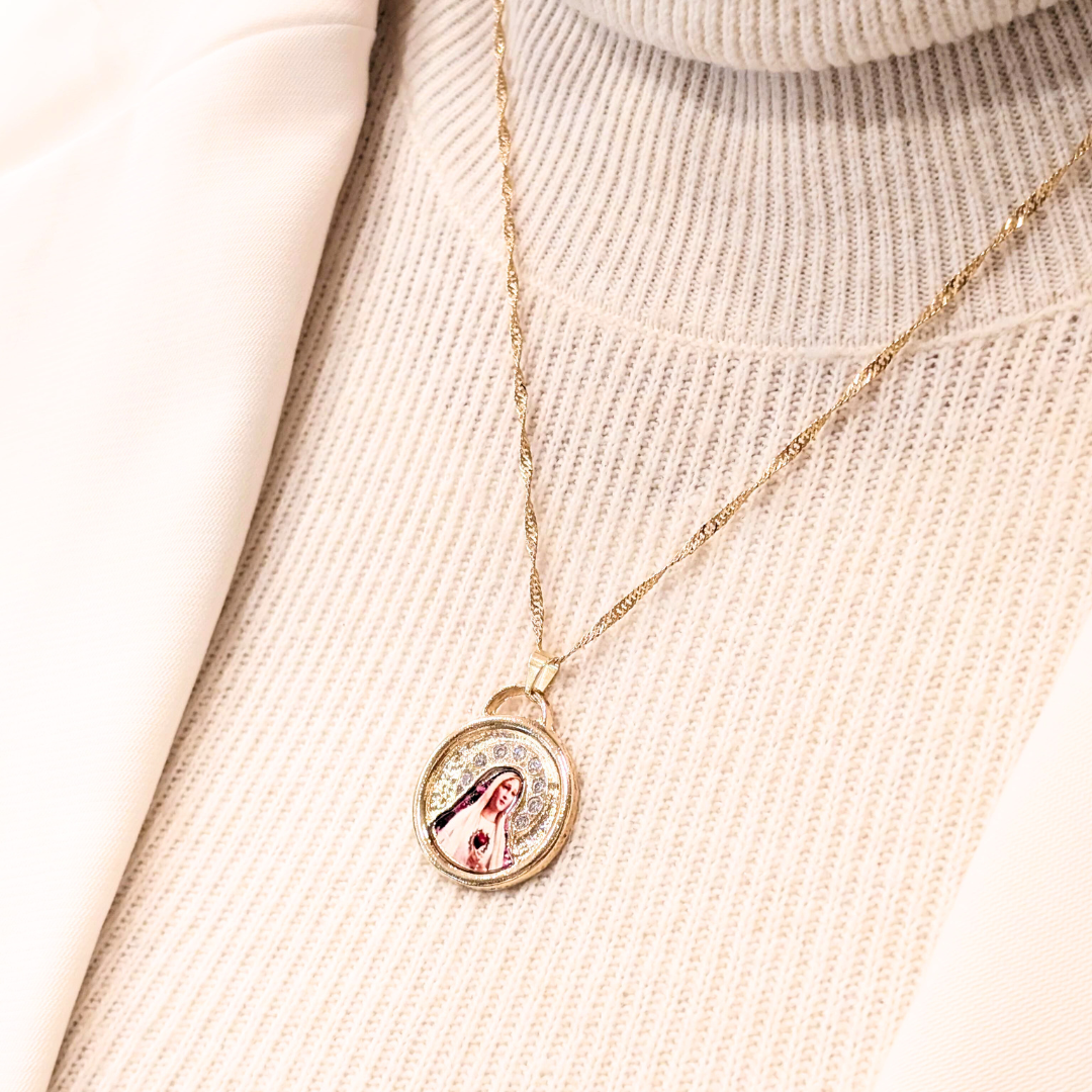 Our Lady of Fatima Necklace - Zirconia