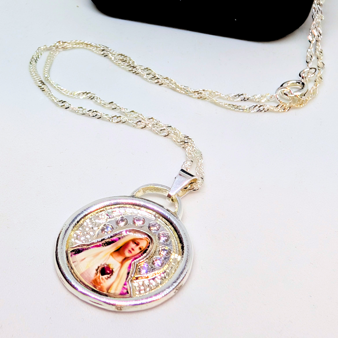 Our Lady of Fatima Necklace - Zirconia
