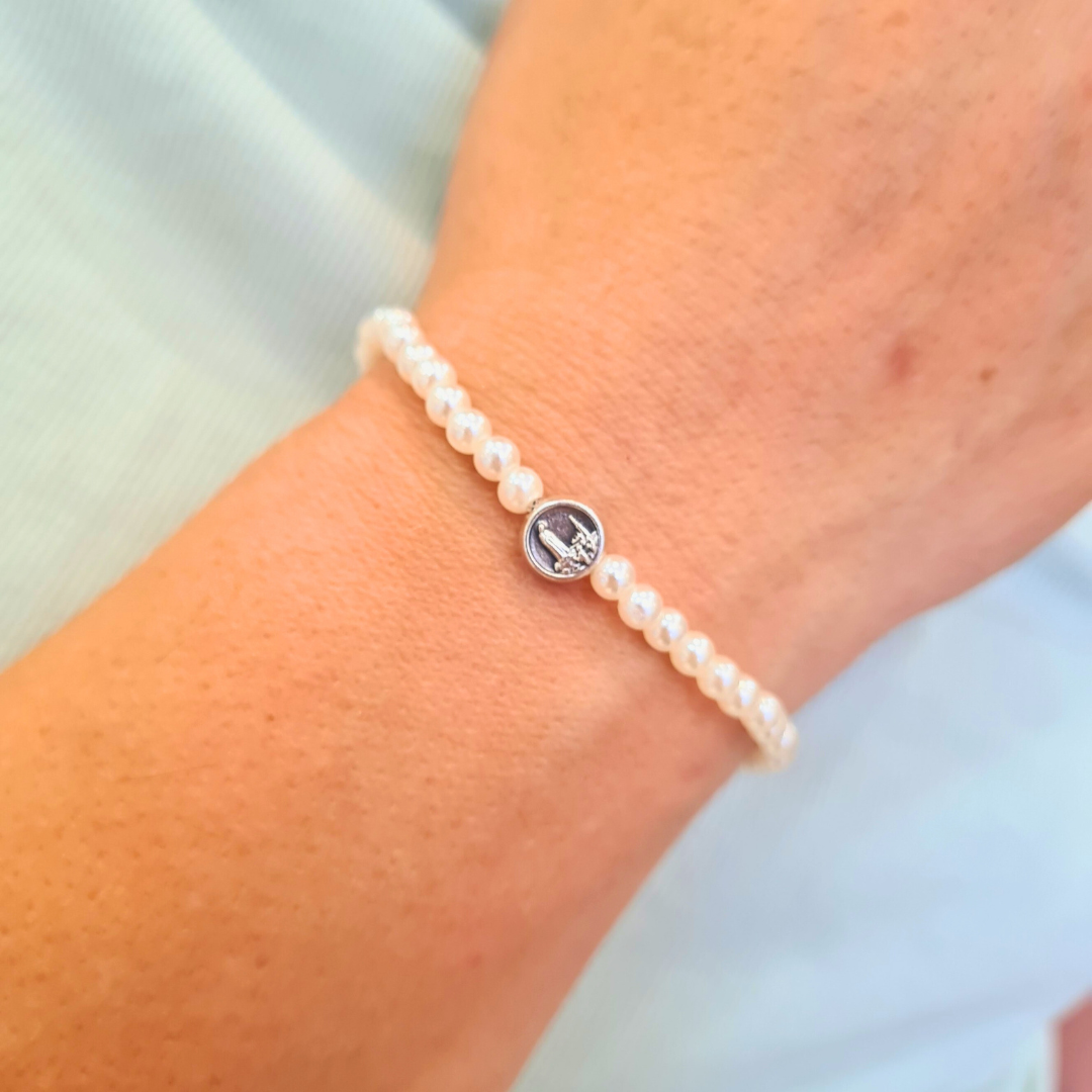 Our Lady of Fatima Pearl Bracelet with Medal