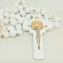 Load image into Gallery viewer, Saint Benedict Wood Wall Rosary [White]
