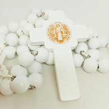 Load image into Gallery viewer, Saint Benedict Wood Wall Rosary [White]
