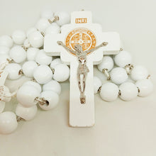 Load image into Gallery viewer, Saint Benedict Wood Wall Rosary [White]

