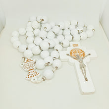 Load image into Gallery viewer, Saint Benedict Wood Wall Rosary [White]
