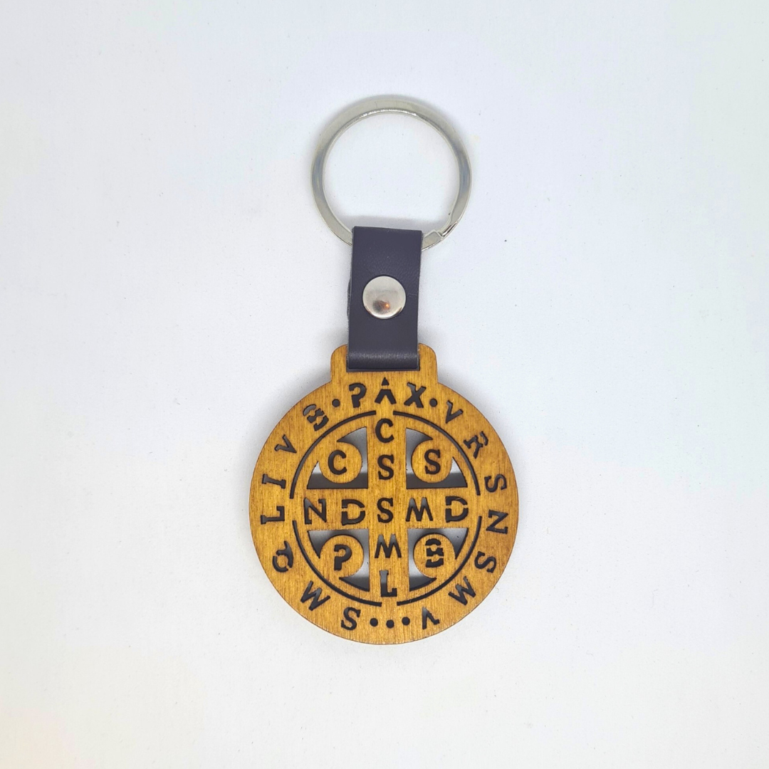 Saint Benedict Wooden Keychain
