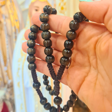 Load image into Gallery viewer, Traditional Black Wood Bead Rosary on Cord
