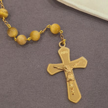 Load and play video in Gallery viewer, Natural Golden Tiger Eye Stone Rosary with Traditional Gold-Toned Crucifix [Stainless Steel]
