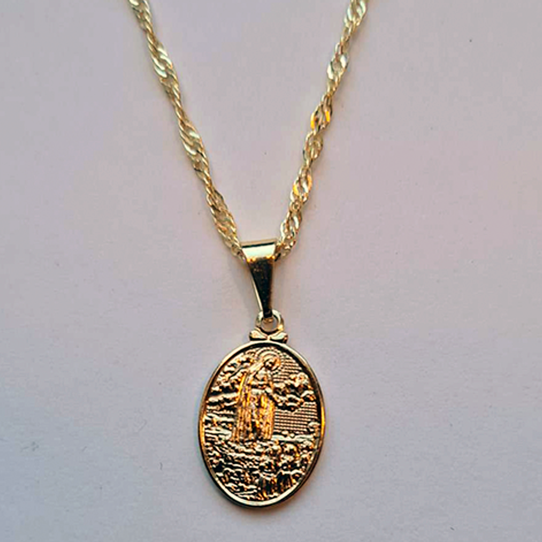Necklace with Golden medal of Our Lady of Fatima Apparition