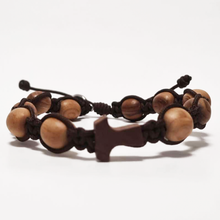 Load image into Gallery viewer, Olive Wood Dozen Cross Bracelet
