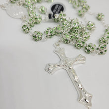 Load image into Gallery viewer, Premium Silver Medal of Fatima Rosary - Green
