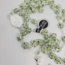 Load image into Gallery viewer, Premium Silver Medal of Fatima Rosary - Green

