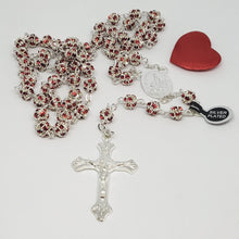 Load image into Gallery viewer, Premium Silver Medal of Fatima Rosary - Red
