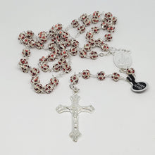 Load image into Gallery viewer, Premium Silver Medal of Fatima Rosary - Red
