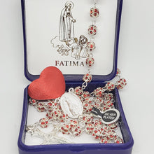 Load image into Gallery viewer, Premium Silver Medal of Fatima Rosary - Red
