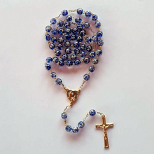 Load image into Gallery viewer, Centennial Blue &amp; Gold Murano Rosary
